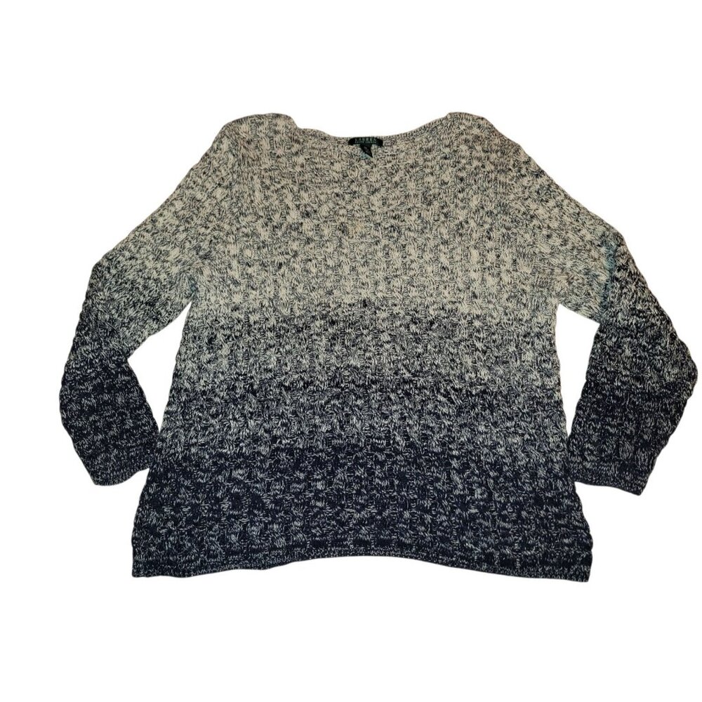 3XL Lauren Ralph Lauren Ombre Cable Knit Sweater Coastal Grandma Pullover